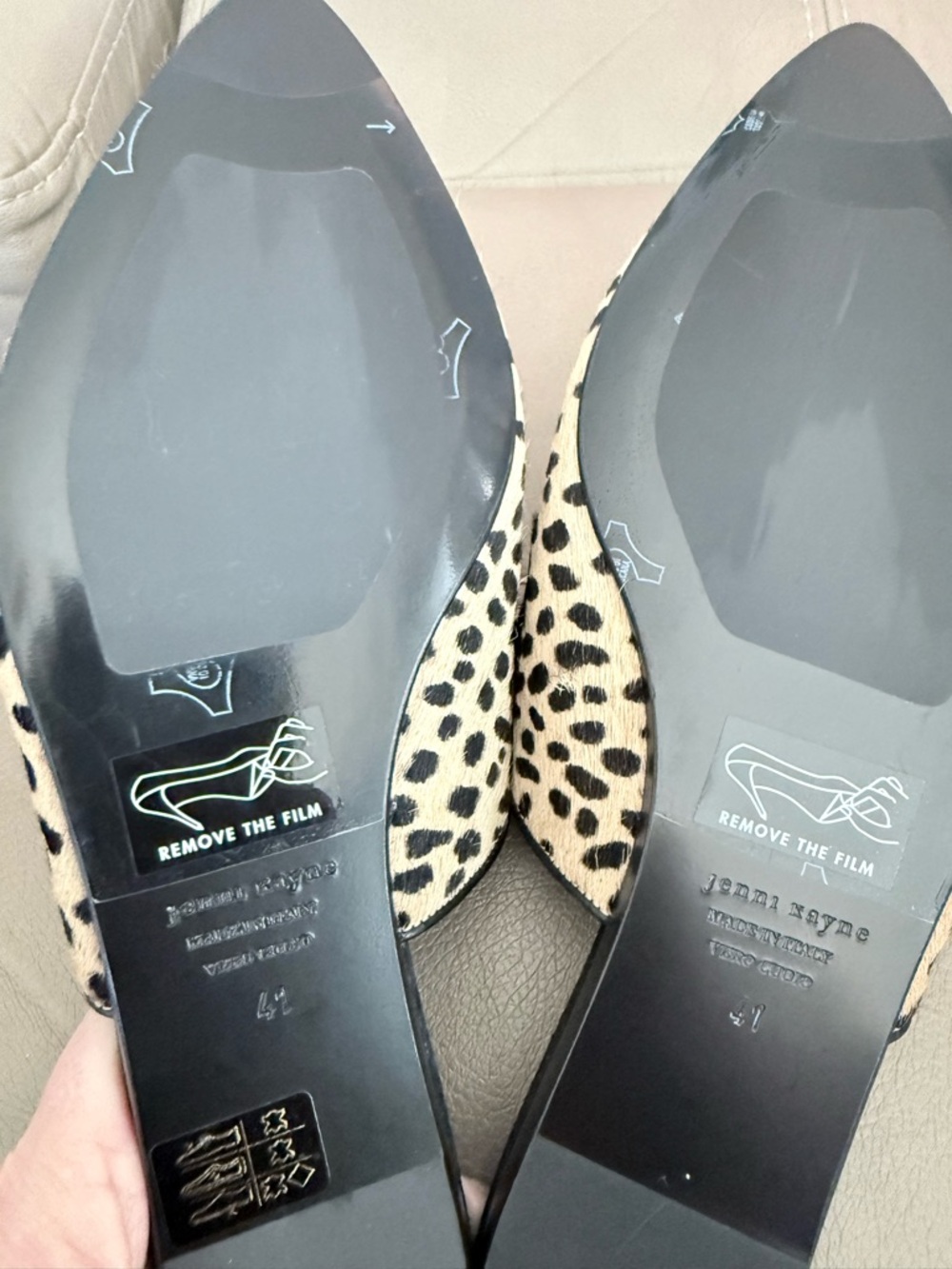 Jenni Kayne Leopard Print Slide Mules - Cream & Black - Picture 3 of 4